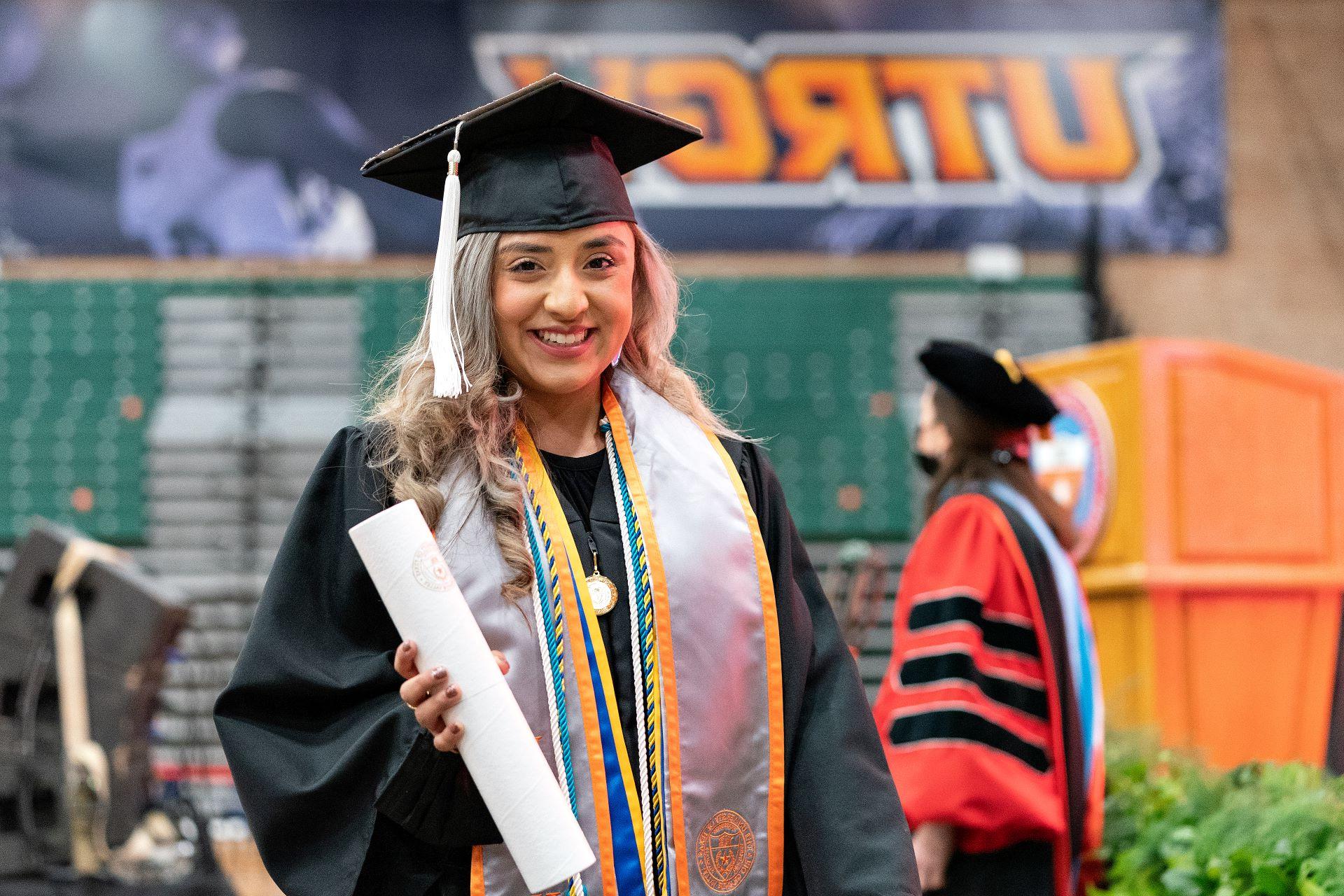 Female student in graduation gown