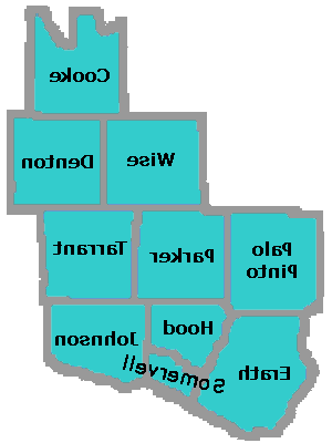 Texas Education Agency Educational Service Center Region 11 Map including Cooke, Wise, Palo Pinto, Parker, Tarrant, Erath, Hood, Somervell, Johnson and most of Denton counties